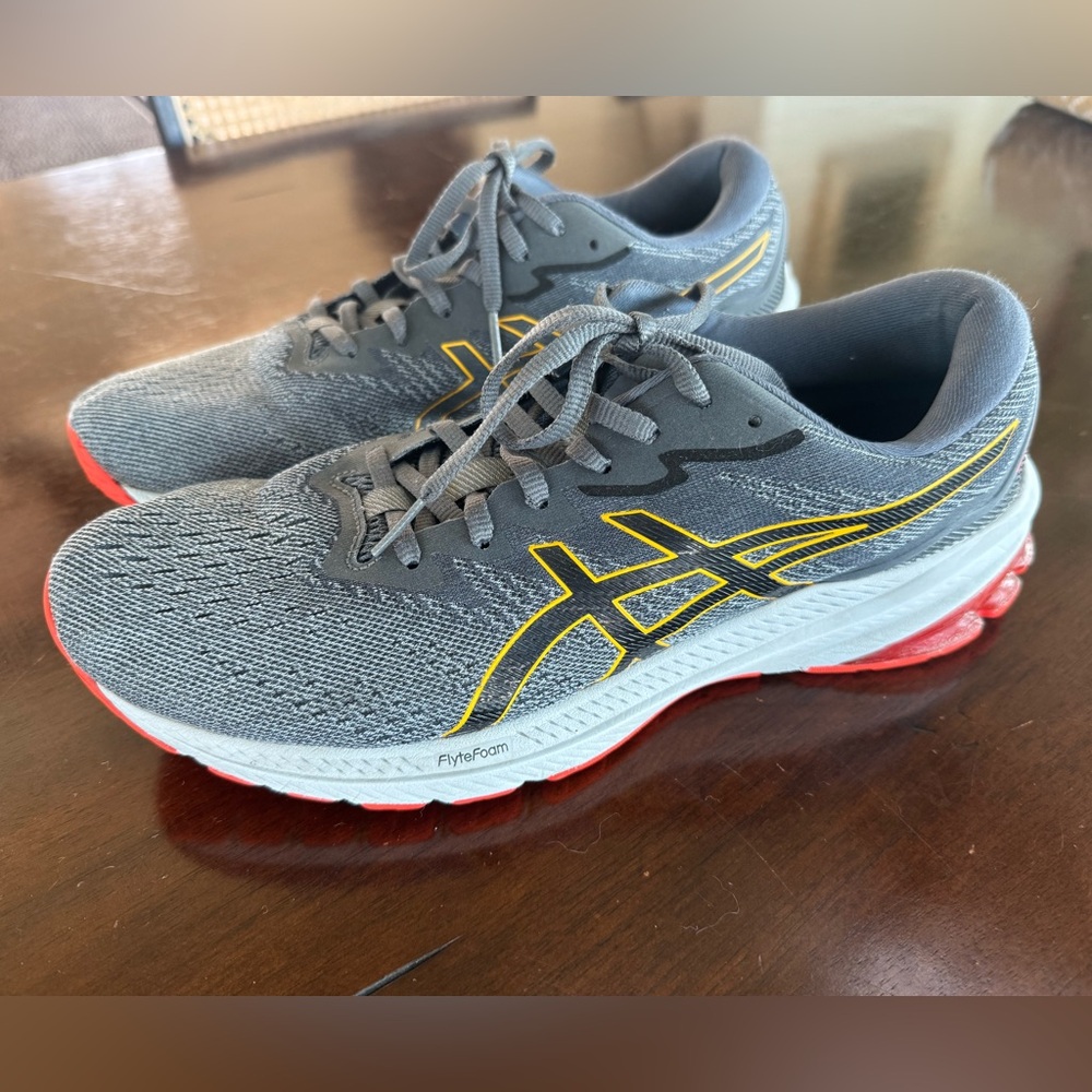ASICS Gray and Red Men's Running Shoes